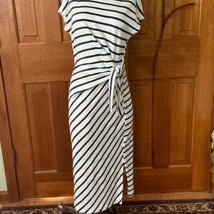 Sonoma Asymmetrical Black and White Striped Dress